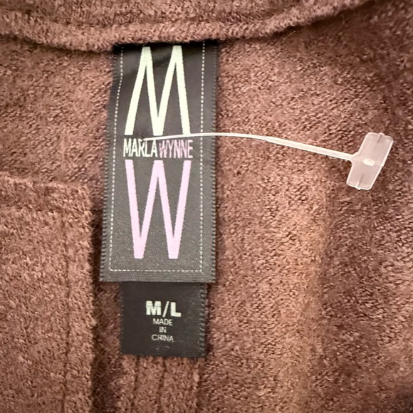 Marla Wynne Brown Wool Blend Knit Poncho Sweater Cardigan Size M-L - Picture 6 of 10